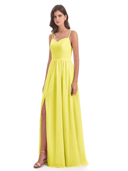 Madeline Spaghetti Straps Split Chiffon Bridesmaid Dresses