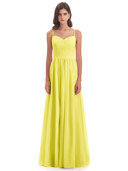 Madeline Spaghetti Straps Split Chiffon Bridesmaid Dresses