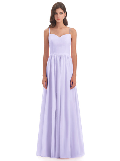 Madeline Spaghetti Straps Split Chiffon Bridesmaid Dresses