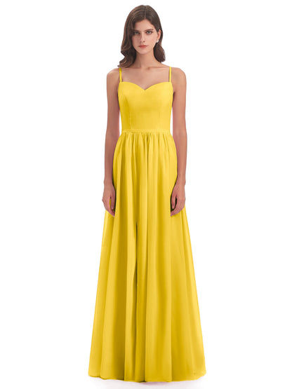 Madeline Spaghetti Straps Split Chiffon Bridesmaid Dresses