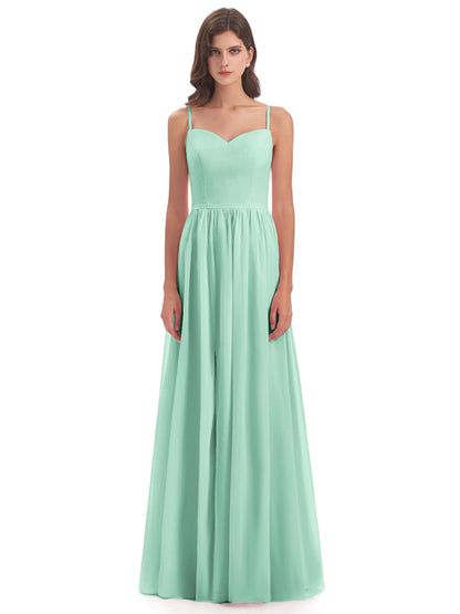 Madeline Spaghetti Straps Split Chiffon Bridesmaid Dresses