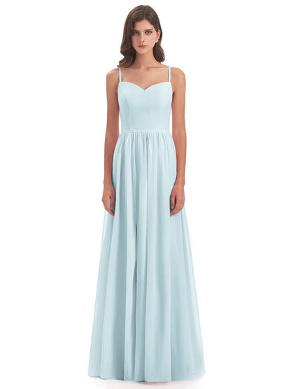Madeline Spaghetti Straps Split Chiffon Bridesmaid Dresses