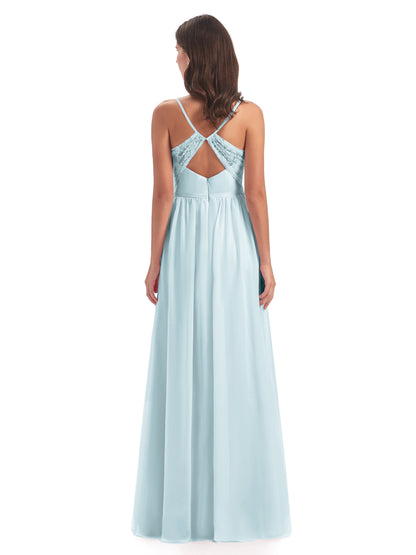 Madeline Spaghetti Straps Split Chiffon Bridesmaid Dresses