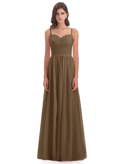 Madeline Spaghetti Straps Split Chiffon Bridesmaid Dresses