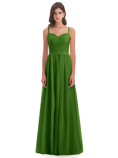 Madeline Spaghetti Straps Split Chiffon Bridesmaid Dresses