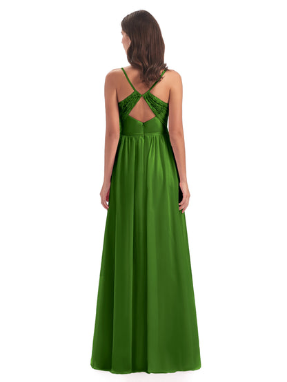 Madeline Spaghetti Straps Split Chiffon Bridesmaid Dresses