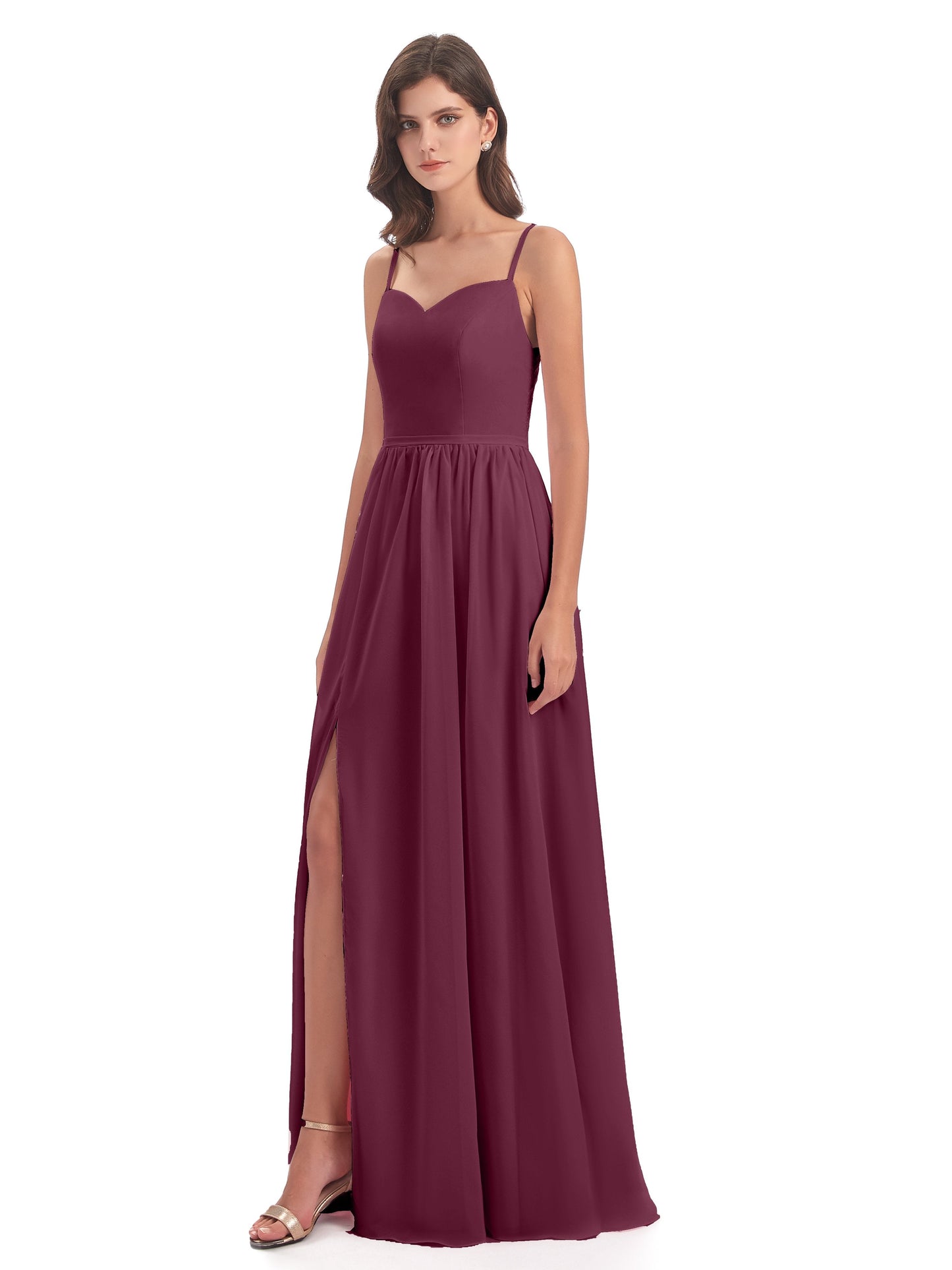 Madeline Spaghetti Straps Split Chiffon Bridesmaid Dresses