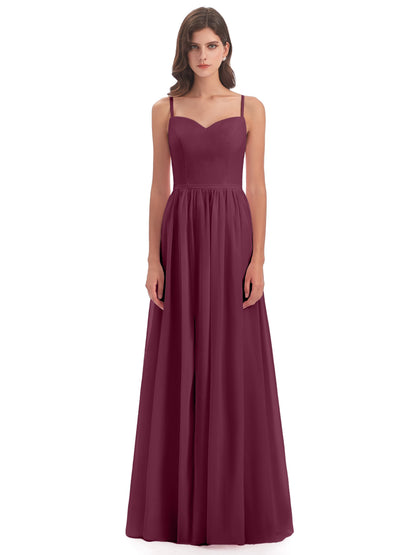 Madeline Spaghetti Straps Split Chiffon Bridesmaid Dresses