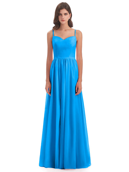 Madeline Spaghetti Straps Split Chiffon Bridesmaid Dresses