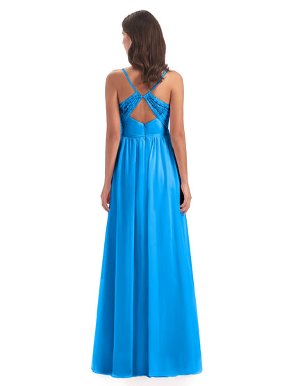 Madeline Spaghetti Straps Split Chiffon Bridesmaid Dresses