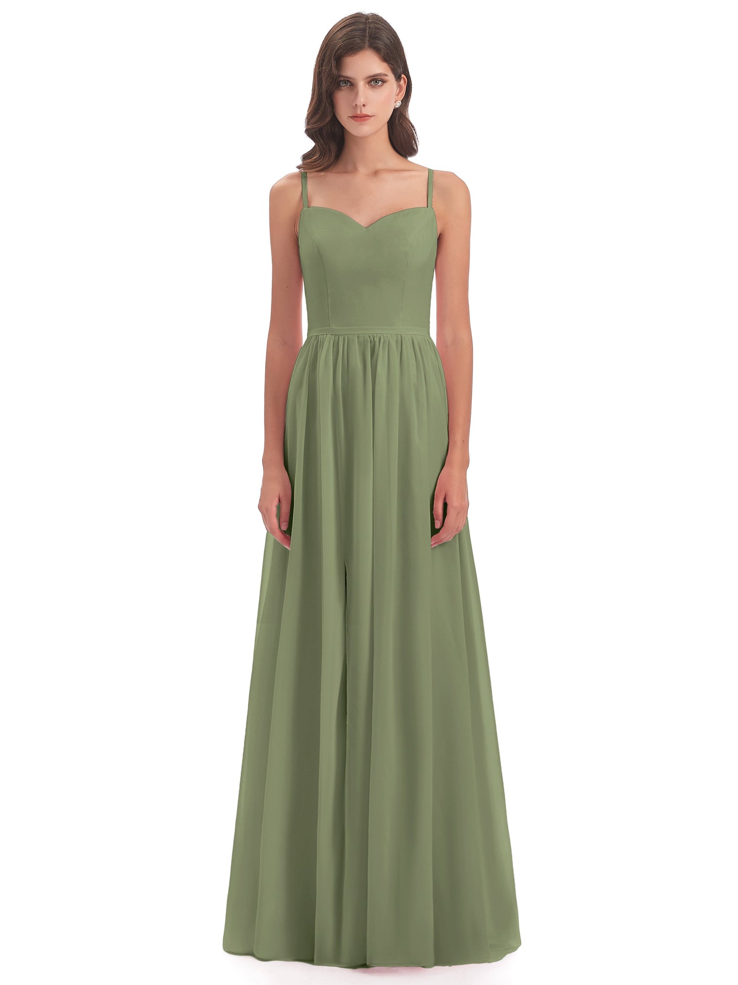 Madeline Spaghetti Straps Split Chiffon Bridesmaid Dresses