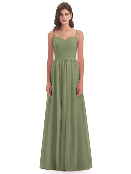 Madeline Spaghetti Straps Split Chiffon Bridesmaid Dresses