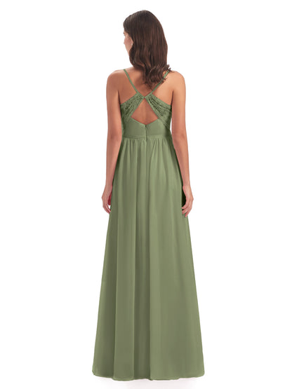 Madeline Spaghetti Straps Split Chiffon Bridesmaid Dresses