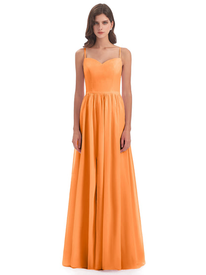Madeline Spaghetti Straps Split Chiffon Bridesmaid Dresses
