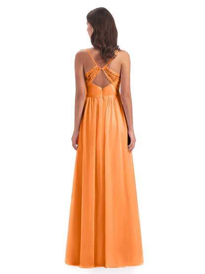 Madeline Spaghetti Straps Split Chiffon Bridesmaid Dresses