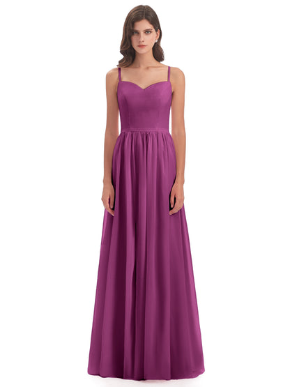 Madeline Spaghetti Straps Split Chiffon Bridesmaid Dresses