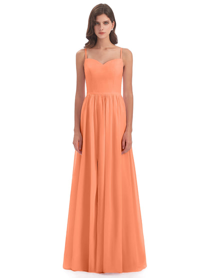 Madeline Spaghetti Straps Split Chiffon Bridesmaid Dresses