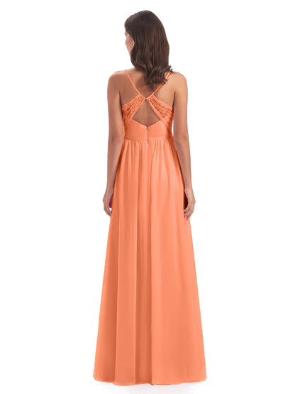 Madeline Spaghetti Straps Split Chiffon Bridesmaid Dresses