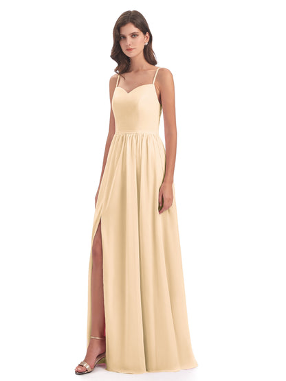 Madeline Spaghetti Straps Split Chiffon Bridesmaid Dresses