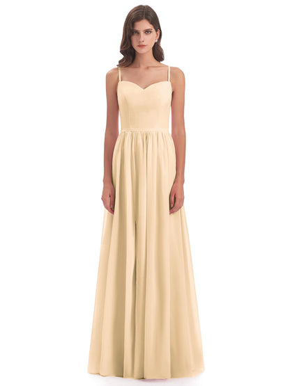 Madeline Spaghetti Straps Split Chiffon Bridesmaid Dresses