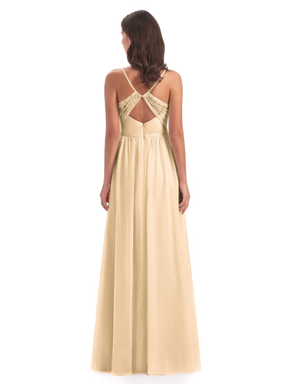 Madeline Spaghetti Straps Split Chiffon Bridesmaid Dresses