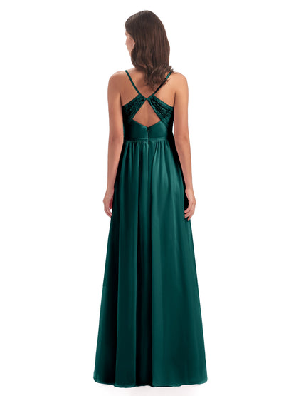 Madeline Spaghetti Straps Split Chiffon Bridesmaid Dresses
