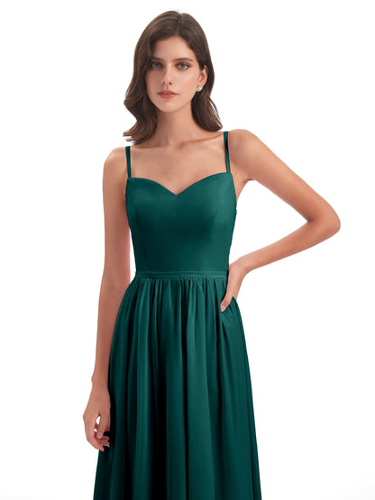 Madeline Spaghetti Straps Split Chiffon Bridesmaid Dresses