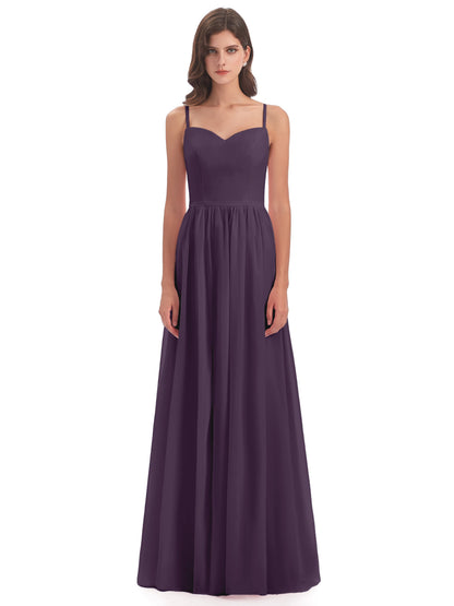 Madeline Spaghetti Straps Split Chiffon Bridesmaid Dresses