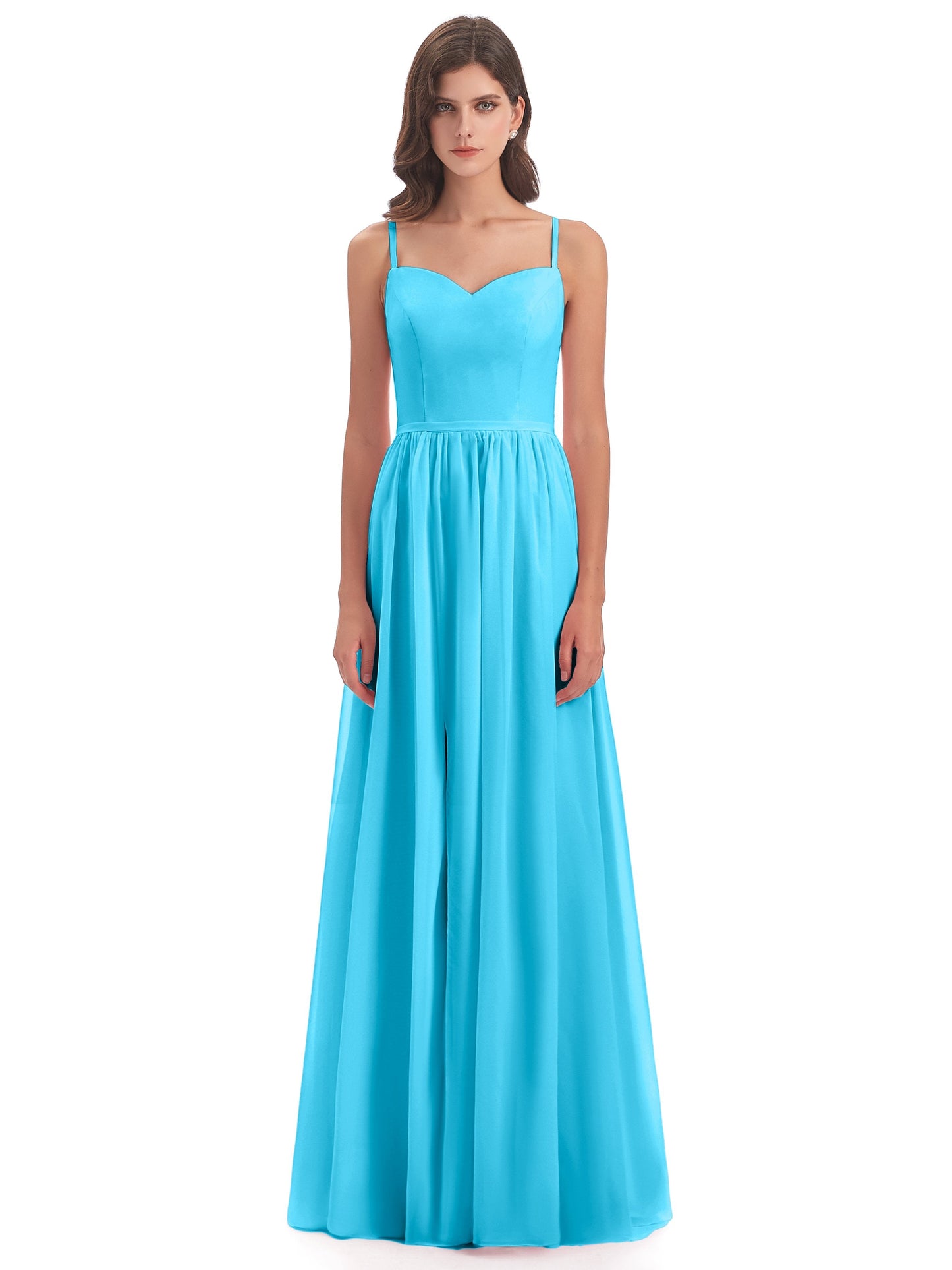 Madeline Spaghetti Straps Split Chiffon Bridesmaid Dresses