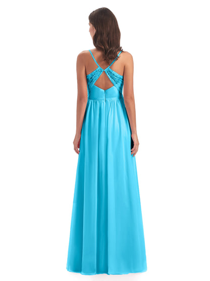 Madeline Spaghetti Straps Split Chiffon Bridesmaid Dresses