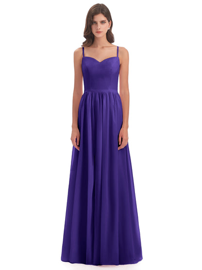 Madeline Spaghetti Straps Split Chiffon Bridesmaid Dresses