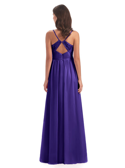 Madeline Spaghetti Straps Split Chiffon Bridesmaid Dresses