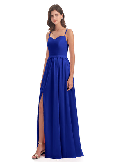 Madeline Spaghetti Straps Split Chiffon Bridesmaid Dresses