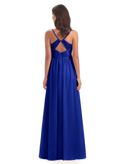 Madeline Spaghetti Straps Split Chiffon Bridesmaid Dresses