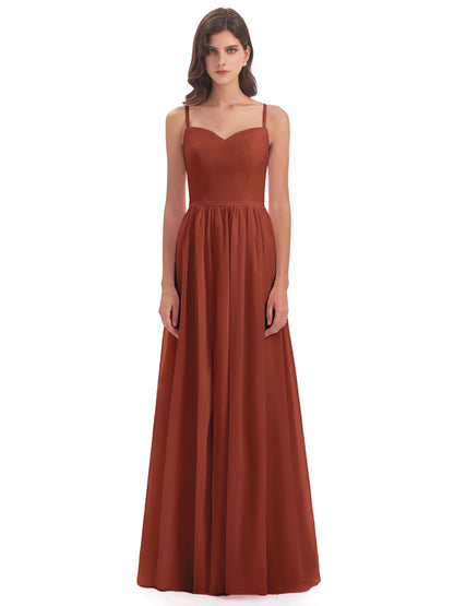 Madeline Spaghetti Straps Split Chiffon Bridesmaid Dresses