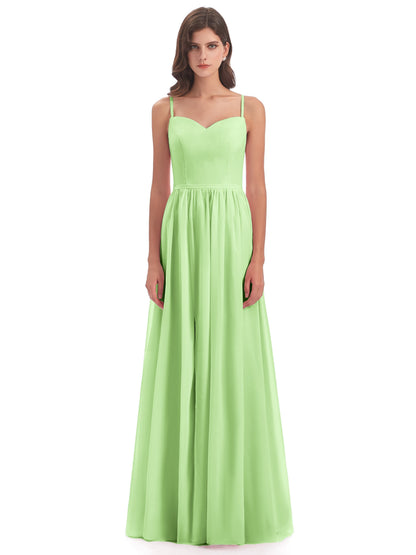 Madeline Spaghetti Straps Split Chiffon Bridesmaid Dresses