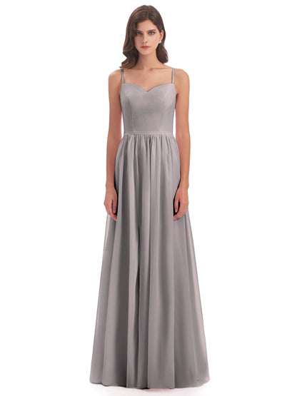 Madeline Spaghetti Straps Split Chiffon Bridesmaid Dresses