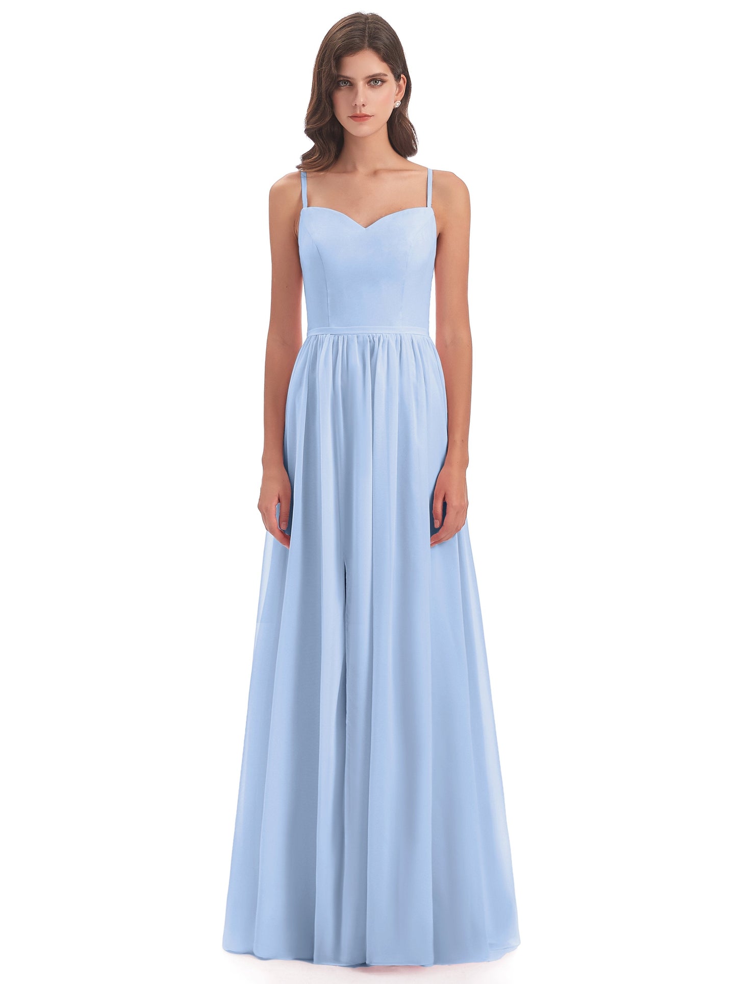 Madeline Spaghetti Straps Split Chiffon Bridesmaid Dresses