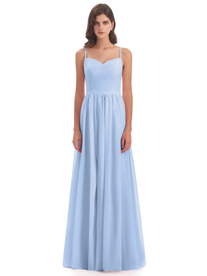 Madeline Spaghetti Straps Split Chiffon Bridesmaid Dresses