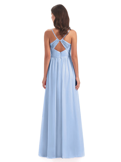 Madeline Spaghetti Straps Split Chiffon Bridesmaid Dresses