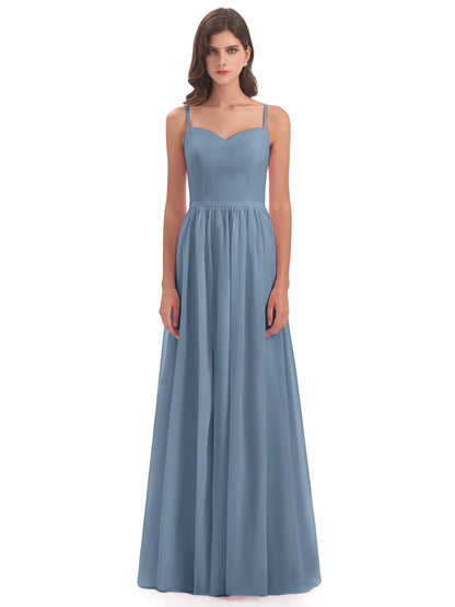Madeline Spaghetti Straps Split Chiffon Bridesmaid Dresses