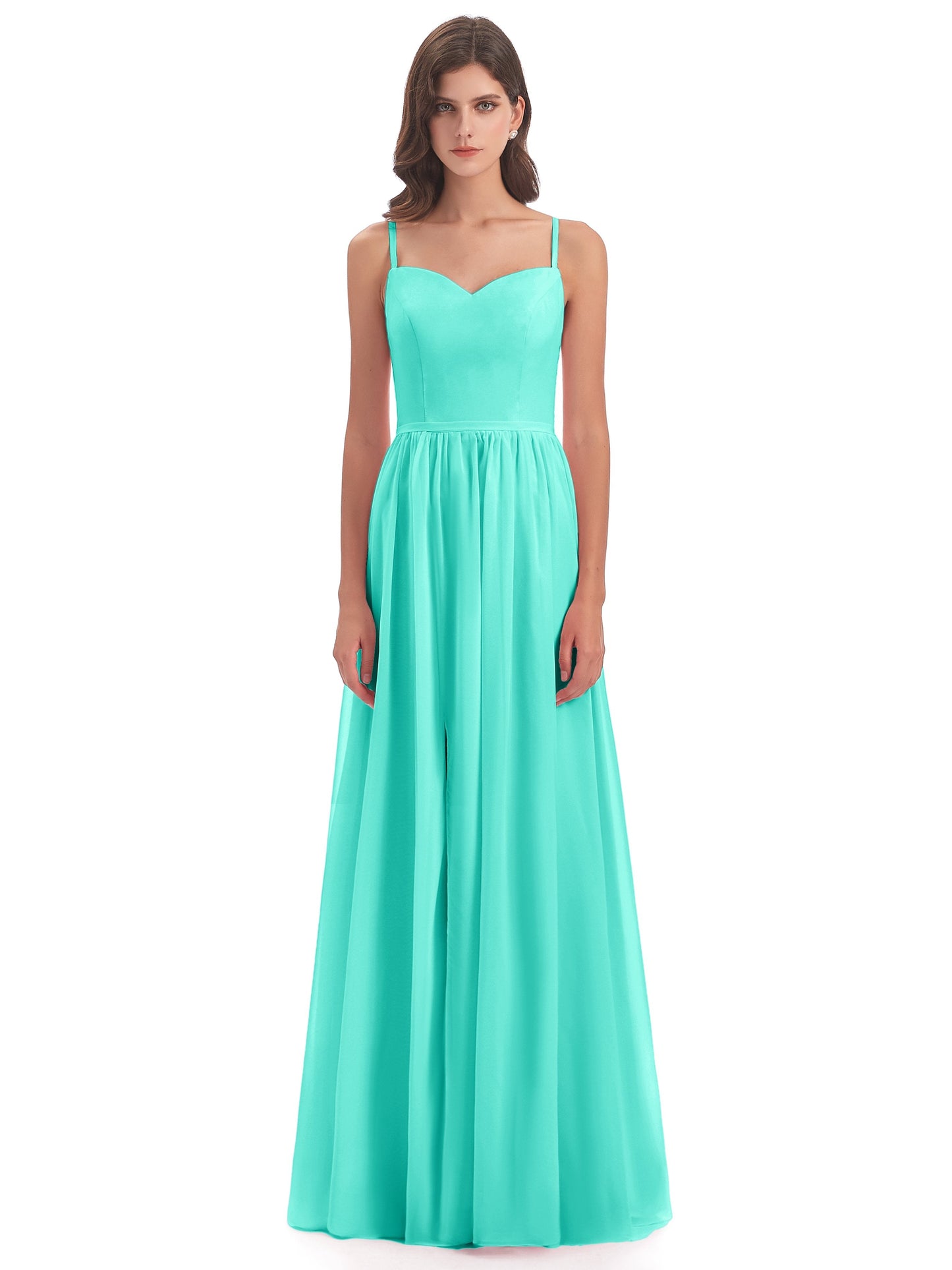 Madeline Spaghetti Straps Split Chiffon Bridesmaid Dresses