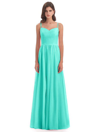 Madeline Spaghetti Straps Split Chiffon Bridesmaid Dresses