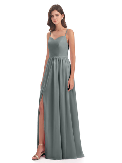 Madeline Spaghetti Straps Split Chiffon Bridesmaid Dresses