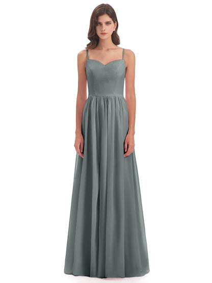 Madeline Spaghetti Straps Split Chiffon Bridesmaid Dresses