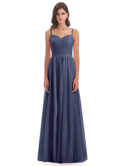Madeline Spaghetti Straps Split Chiffon Bridesmaid Dresses
