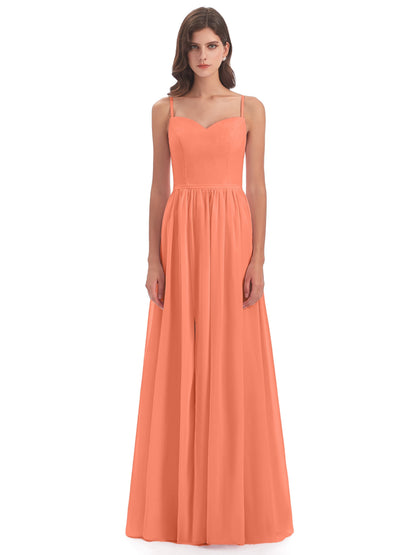 Madeline Spaghetti Straps Split Chiffon Bridesmaid Dresses