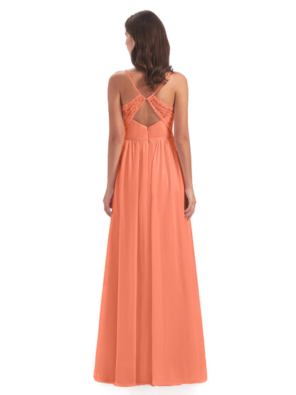 Madeline Spaghetti Straps Split Chiffon Bridesmaid Dresses