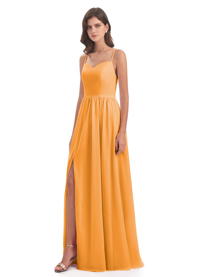Madeline Spaghetti Straps Split Chiffon Bridesmaid Dresses