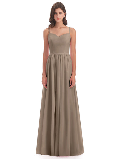 Madeline Spaghetti Straps Split Chiffon Bridesmaid Dresses